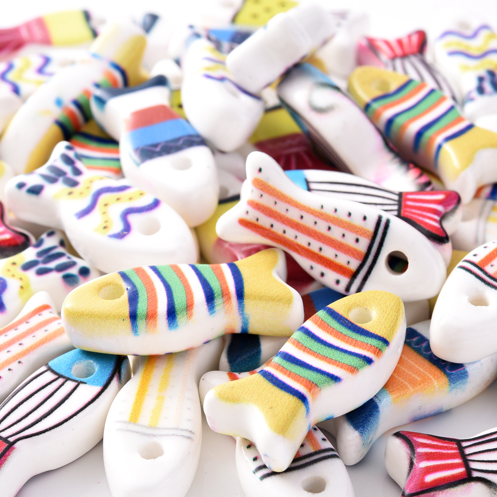 3pcs Random Mixed Ceramic Decorative Beads for Fashion Jewelry